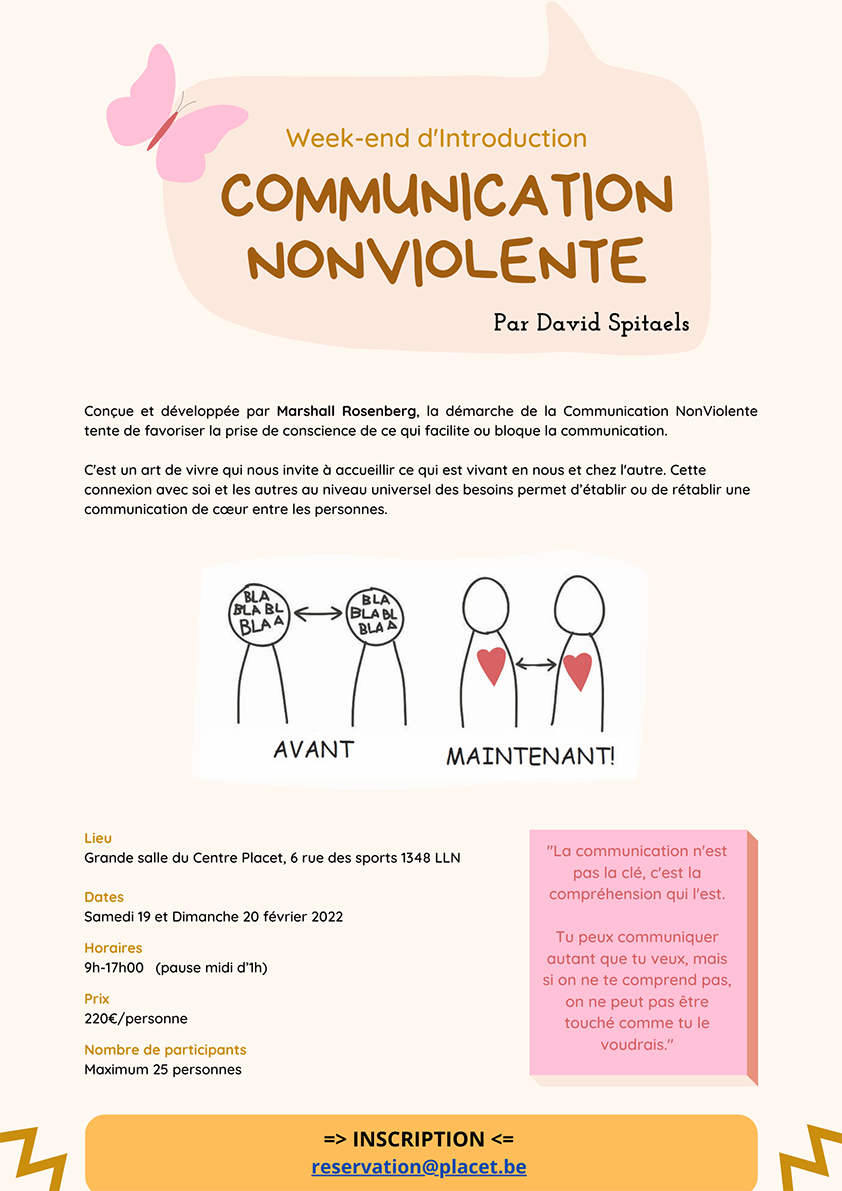 Centre Placet Formation Sur La Communication Non Violente Les 19 Et Fevrier 22